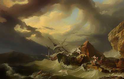 在岩石海岸发生的海难`Shipwreck off a Rocky Coast