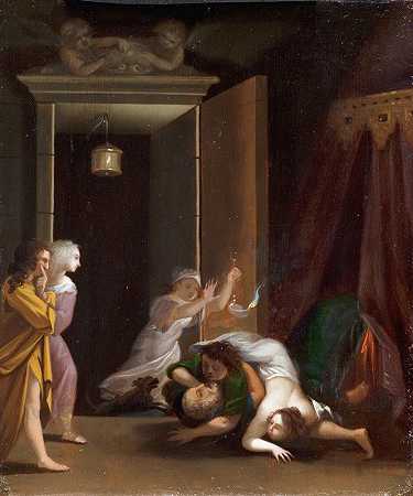 帕里斯和海伦娜感到惊讶`Paris and Helena Surprised by Menelaus (1645 – 1680) by Menelaus by Toussaint Gelton