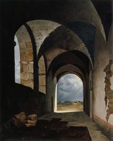 废墟中的灯光效果`Effet de lumière dans les ruines (1820) by François-Marius Granet