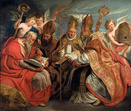 拉丁教会的四位神父`The Four Fathers of the Latin Church by Jacob Jordaens