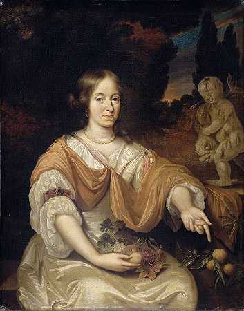 萨拉·波蒂（1651-1705），约翰·范·博霍温的妻子`Sara Pottey (1651~1705), Wife of Johan van Bochoven (1670 ~ 1690) by Daniël Haringh