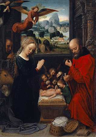 基督降生记`The Nativity (1520) by Adriaen Isenbrant