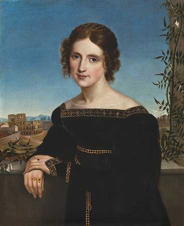 范妮·卡斯佩斯肖像`Portrait Of Fanny Caspers (1819) by Louise Seidler