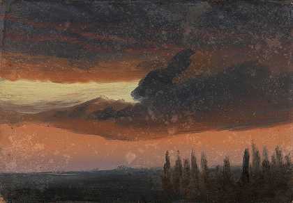 杨树上的云研究`Cloud Study over Poplars by Knud Baade