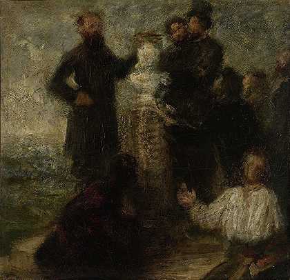 L草图向德拉克罗瓦致敬`Esquisse pour lHommage à Delacroix (1863 ~ 1864) by Henri Fantin-Latour