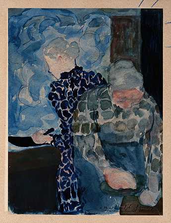 两个女人在里面`Deux Femmes dans Interieur (1892) by Édouard Vuillard