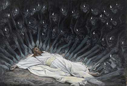 耶稣服侍我们`Jesus Ministered to by Angels (1886~1894) by Angels by James Tissot
