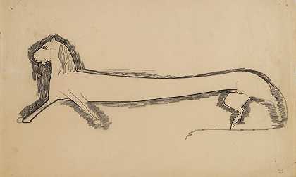 狮子的外形`Lion de profile by Amedeo Modigliani