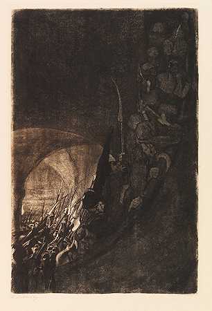 金库里的武器`Bewaffnung in einem Gewölbe (1906) by Käthe Kollwitz