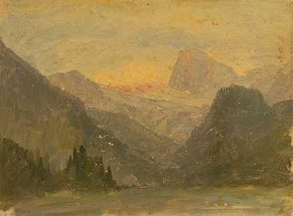 伯赫特斯加登附近的瓦茨曼`The Watzmann, near Berchtesgaden (1868) by Frederic Edwin Church