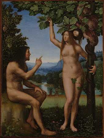 亚当和夏娃的诱惑`The Temptation of Adam and Eve (ca. 1509–13) by Mariotto Albertinelli