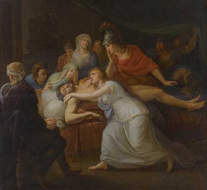 安德罗马赫哀悼赫克托之死`Andromache Lamenting The Death Of Hector by Circle Of Heinrich Friedrich Füger