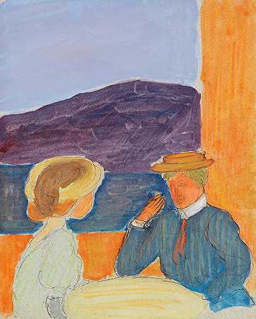 对话中的情侣`Paar im Gespräch (1908) by Marianne von Werefkin
