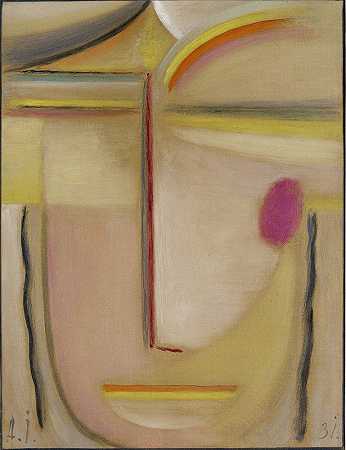 抽象头，金色和粉色`Abstract Head,Gold and Pink (1931) by Alexej von Jawlensky