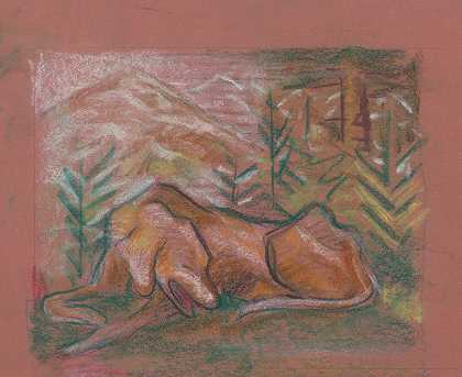 森林里的狗`Dog in the Woods (1937) by Arnold Peter Weisz-Kubínčan