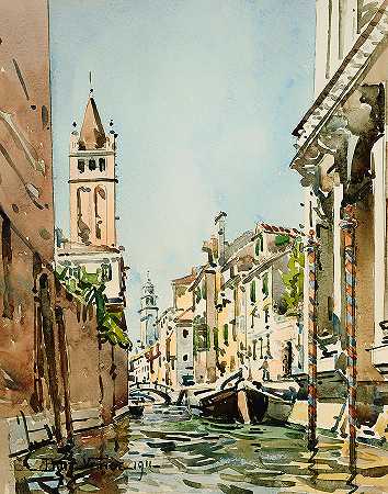 威尼斯的里约热内卢圣巴纳巴`Rio di San Barnaba in Venice