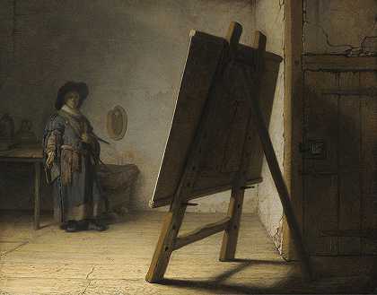 艺术家在他的工作室里`The Artist In His Studio (c. 1628) by Rembrandt van Rijn