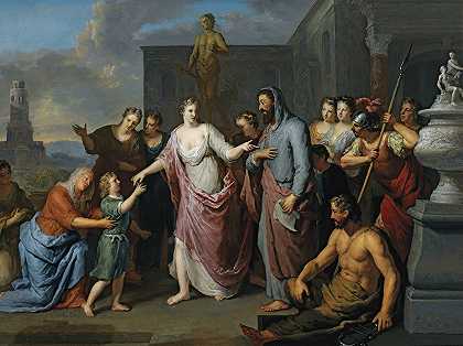 奥林匹亚向亚里士多德介绍年轻的亚历山大大帝`Olympia Presenting The Young Alexander The Great To Aristotle by Gerard Hoet
