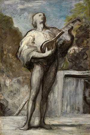 吟游诗人`The Troubadour (1868~1873) by Honoré Daumier