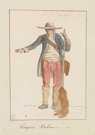 西西里人穿着当地服装`Sicileense man in plaatselijk klederdracht (1778) by Abraham-Louis-Rodolphe Ducros