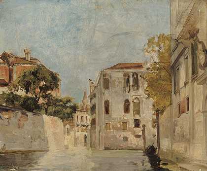 威尼斯景色`Vue de Venise (1873) by Ary-Arnold Scheffer