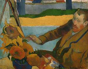 文森特·梵高画向日葵`Vincent van Gogh Painting Sunflowers