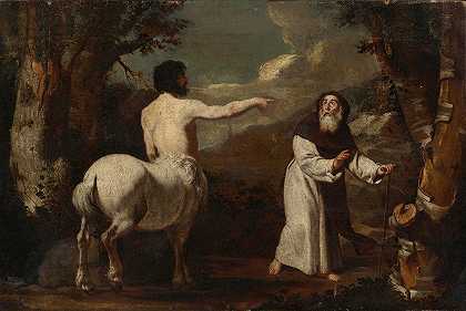 圣安东尼·阿博特和半人马`Saint Anthony Abbot And The Centaur (1642) by Francesco Guarino