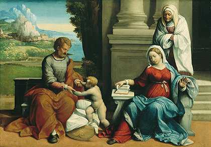 圣安妮的神圣家庭`Holy Family with St. Anne (ca. 1530) by Benvenuto Tisi