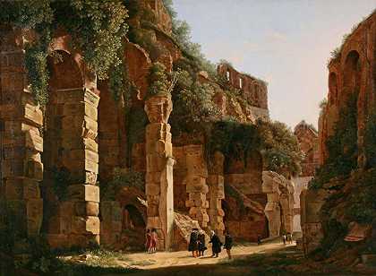 在斗兽场里面`Inside the Colosseum (c. 1823) by Franz Ludwig Catel