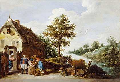 河边旅馆`A Riverside Inn (c.1645~1650) by David Teniers The Younger