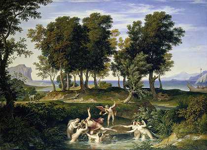海拉斯强奸的风景`Landscape with the Rape of Hylas (1832) by Joseph Anton Koch
