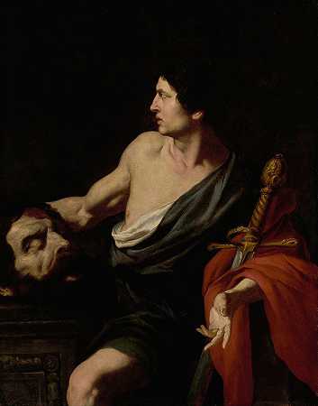 手提哥利亚头颅的大卫`David with the Head of Goliath (about 1630s) by Pietro Novelli