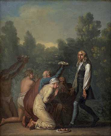 尼尔斯·克里姆受到奎米特人的尊敬`Niels Klim Receives the Homage of the Quamites (1785 – 1789) by Nicolai Abraham Abildgaard