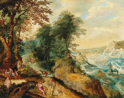 摩西在尼波山`Moses at Mount Nebo by Cornelis Molenaer