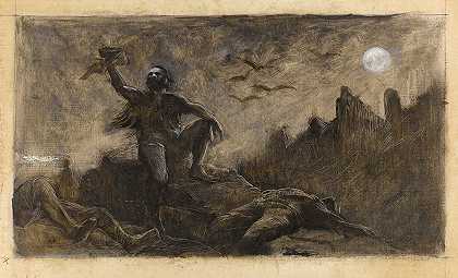 Han D冰岛喝受害者的血`Han dIslande buvant le sang de ses victimes (1889) by Albert Guillaume Démarest