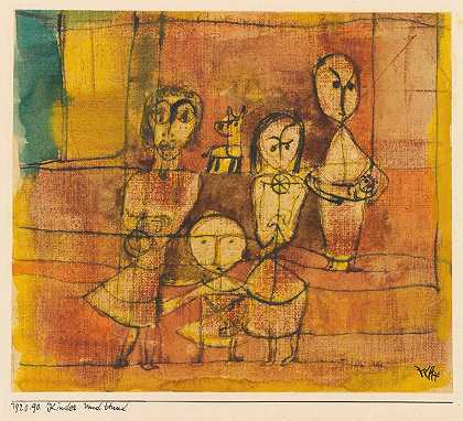 儿童与狗（儿童与狗）`Kinder Und Hund (Children And Dog) (1920) by Paul Klee