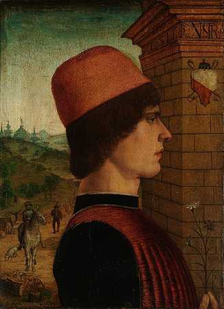 一个人的肖像，可能是贝尔纳迪诺·戈扎迪尼（Bernardino Gozzadini）的马特奥·迪·塞巴斯蒂亚诺（Matteo di Sebastiano）`Portrait of a Man, possibly Matteo di Sebastiano di Bernardino Gozzadini (1494) by The Maestro delle Storie del Pane