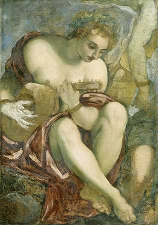 用琵琶沉思`Muse with Lute (1528 ~ 1594) by Jacopo Tintoretto