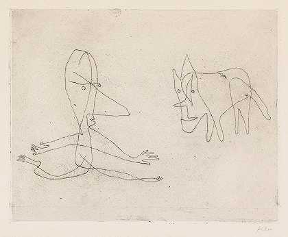 他在干什么？`Was läuft er (1932) by Paul Klee