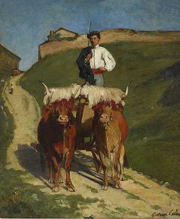 去巴斯克庆祝会`On To The Basque Celebration by Gustave Henri Colin