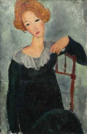 红发女子`Woman with Red Hair (1917) by Amedeo Modigliani
