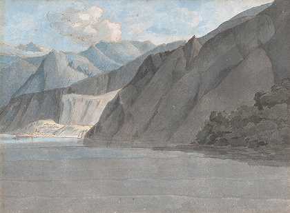 与蒙特·莱奥尼一起欣赏科摩湖`View of Lake Como with Monte Leoni (1781) by Francis Towne