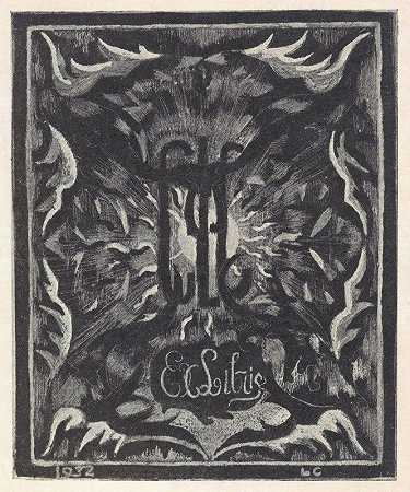 Ex libris van Carel狮子纪念印`Ex libris van Carel Lion Cachet (1932) by Carel Adolph Lion Cachet