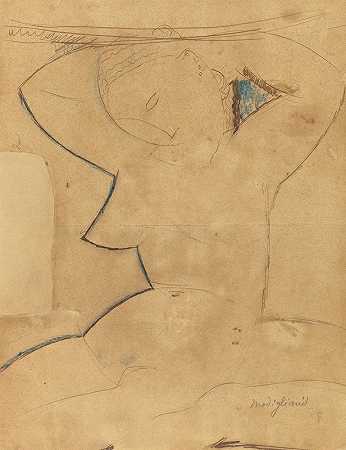 卡雅蒂德·奥塞恩·波图（卡雅蒂德带尖胸）`Caryatide au Sein Pointu (Caryatid with Pointed Breast) (ca. 1913–14) by Amedeo Modigliani