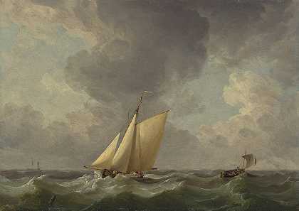 强风中的刀具`A Cutter in a Strong Breeze (ca. 1750) by Charles Brooking