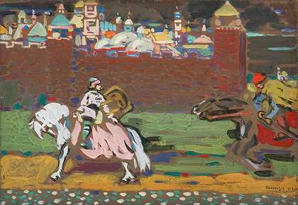 十字军`Crusaders (1903) by Wassily Kandinsky