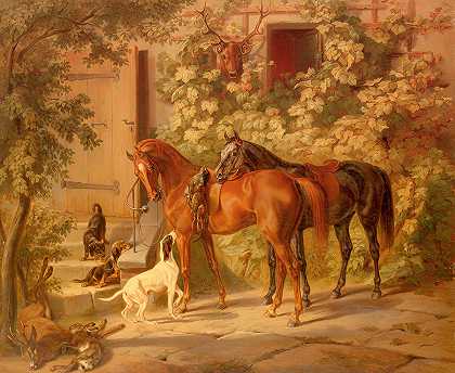 门廊上的马`Horses At The Porch