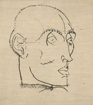 男人肖像`Portrait of a Man (1914) by Egon Schiele