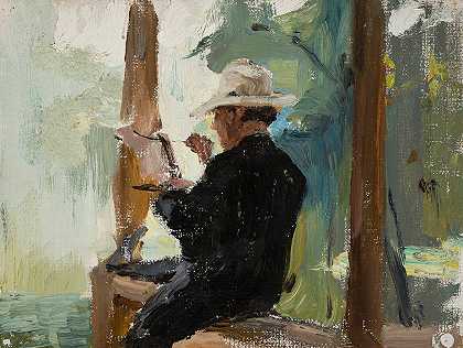 歌手耶尔肖夫一边画画`Singer Yershov while painting (1905) by Jan Ciągliński