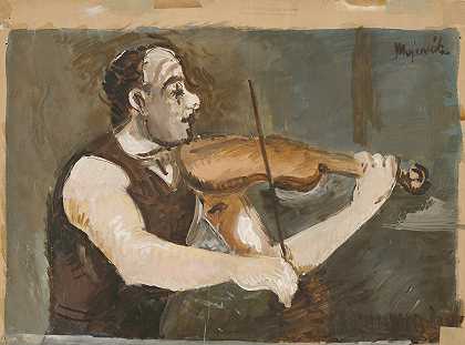 布洛克（背上是吉普赛小提琴手）`Bullock (Gypsy Fiddler on the Back) (1936) by Cyprián Majerník